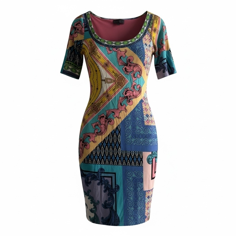 Hale Bob Multicolor Geometric Midi Dress
